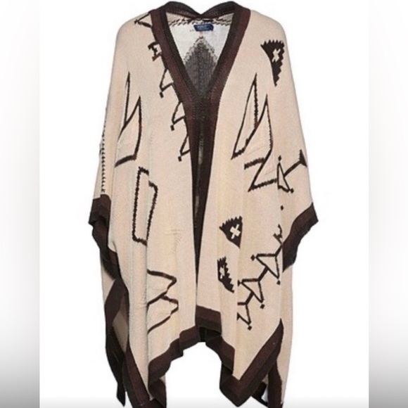 Ralph Lauren Native American Indian Blanket Poncho.  Cotton Linen Silk. NWOT - Picture 4 of 7